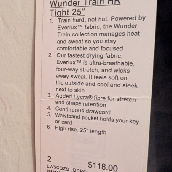 lululemon Wunder Train High-Rise Tight 25" Sz 2, NWT - Picture 3 of 7